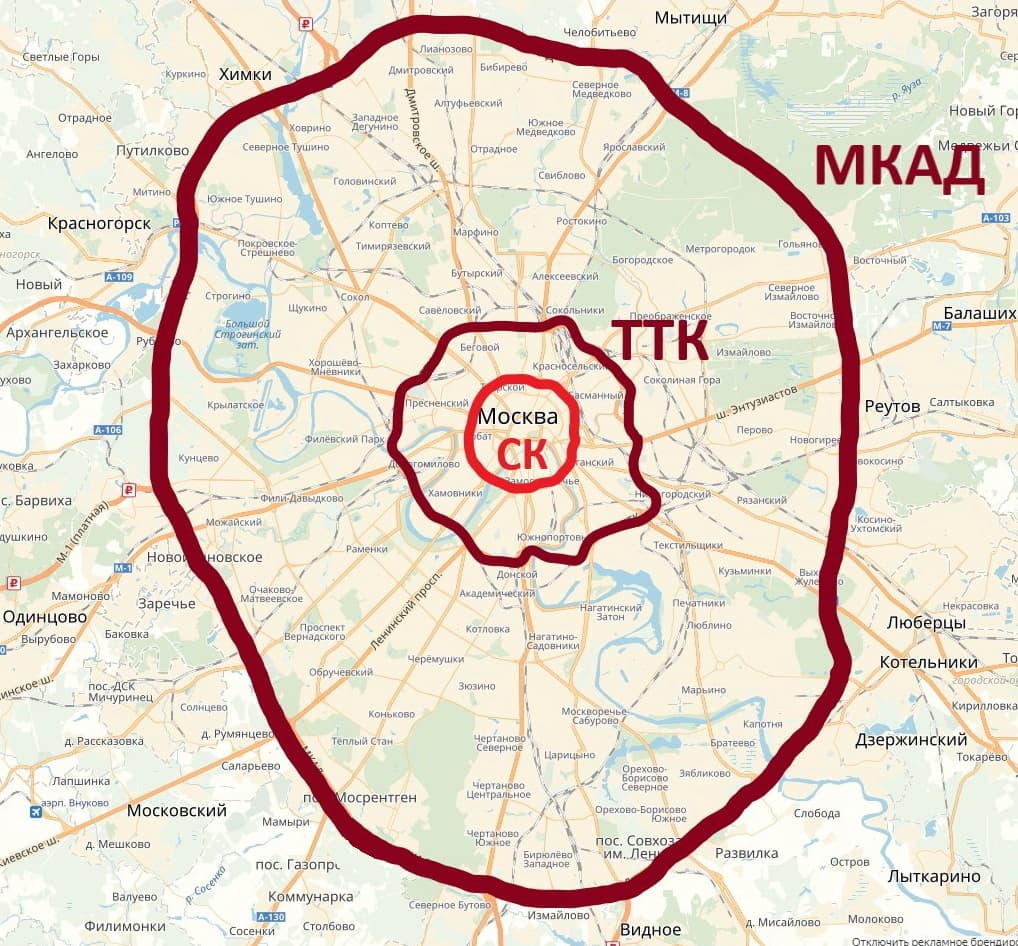 Где заканчивается. Схема 3 транспортного кольца Москвы. Третье кольцо Москвы на карте. Садовое кольцо ТТК МКАД. Московская Кольцевая автомобильная дорога МКАД карта.